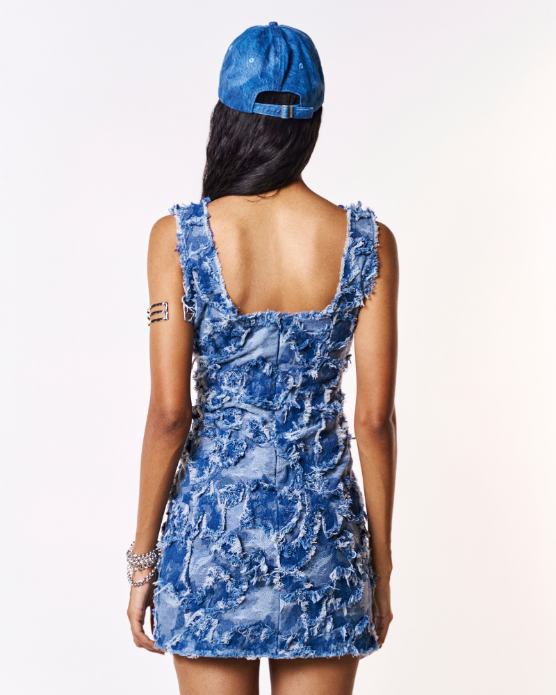3D DENIM BODYCON DRESS
