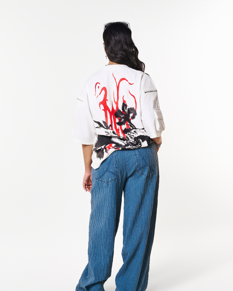 Oversized Knotted Denim Jeans