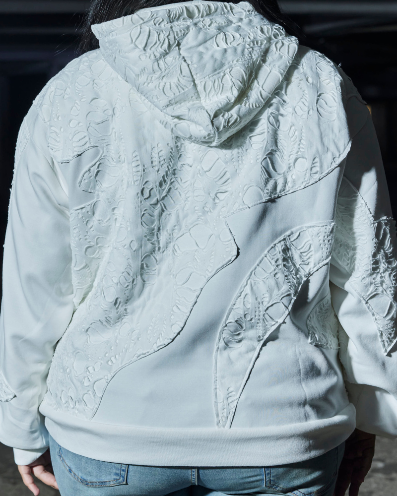 Back product view of Bite Me hoodie with bold print – Volfsbane streetwear for women