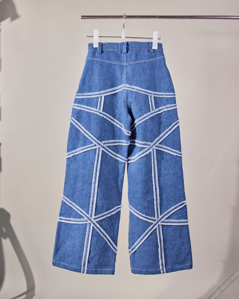 Back view of Criss oversized denim pants – Volfsbane streetwear for women India