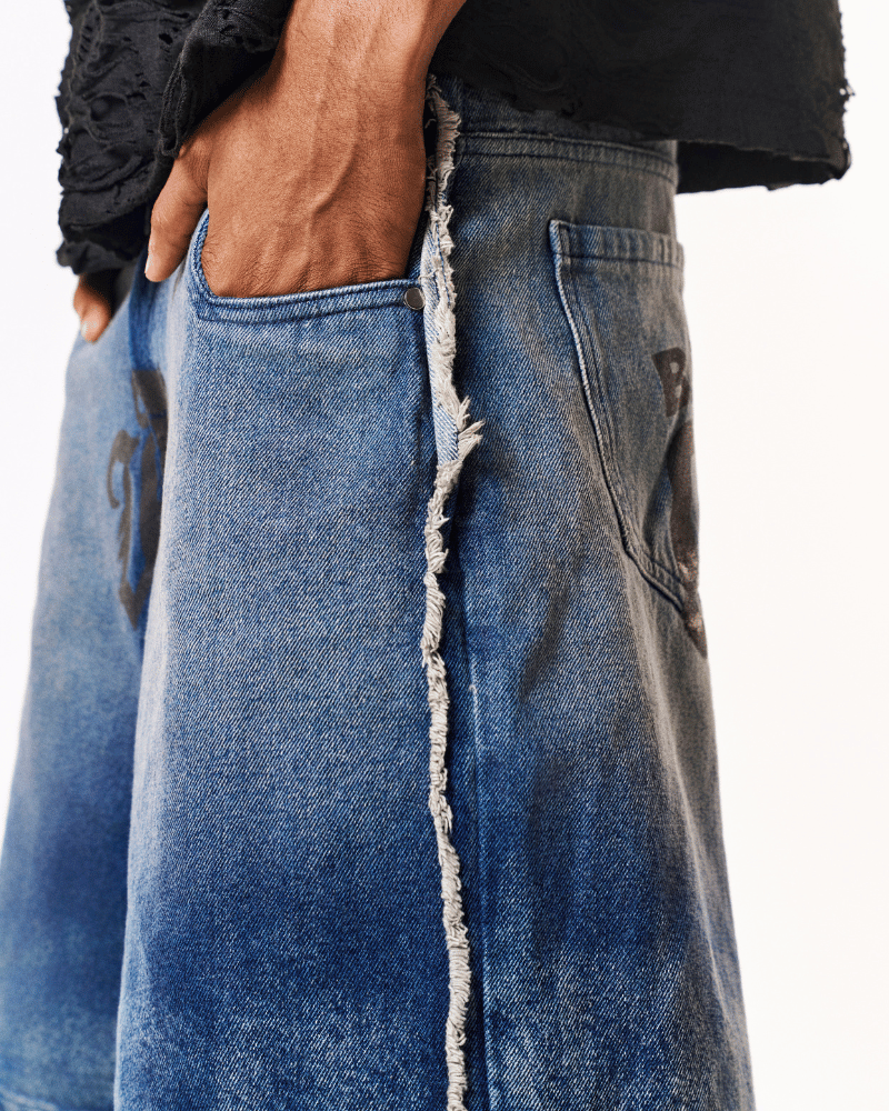 DIRTY LONG SHORTS [BAGGY DENIM]