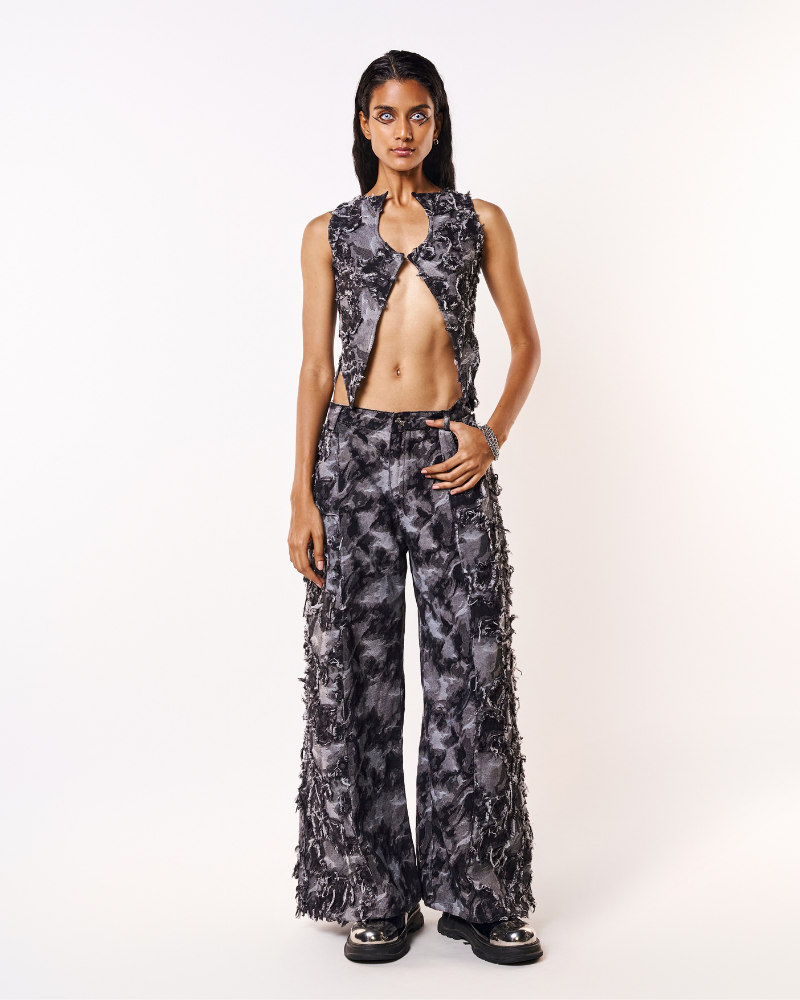 Phases of Moon' Raw Denim Oversized Jeans