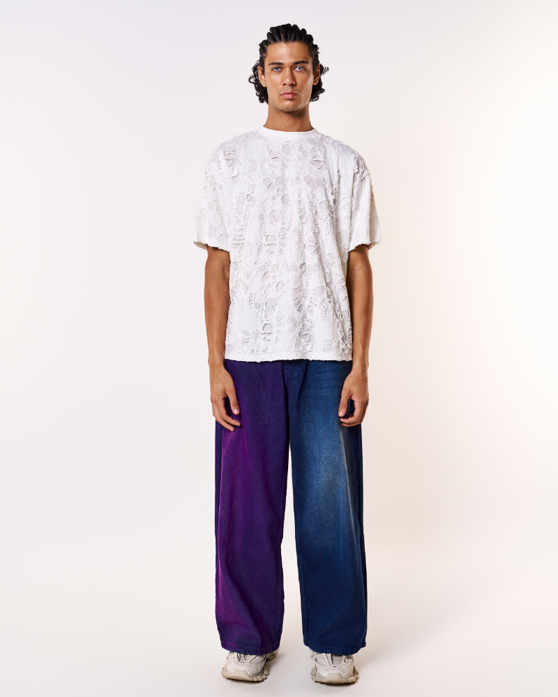 'HALF & HALF' DENIM JEANS [BAGGY FIT]