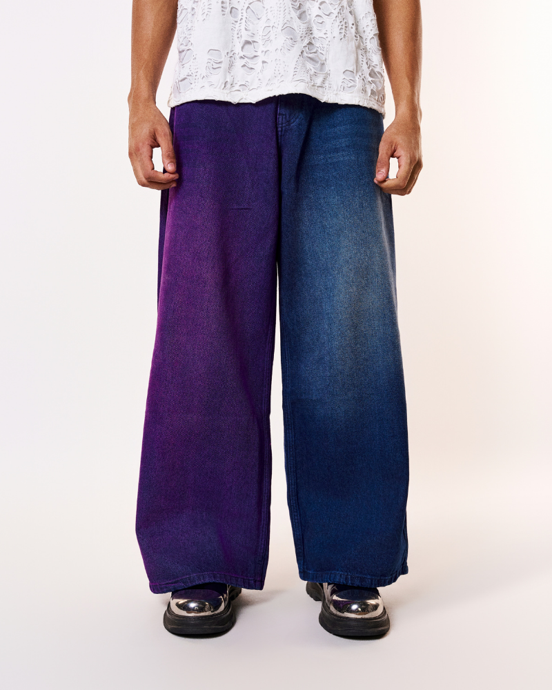 'HALF & HALF' DENIM JEANS [BAGGY FIT]