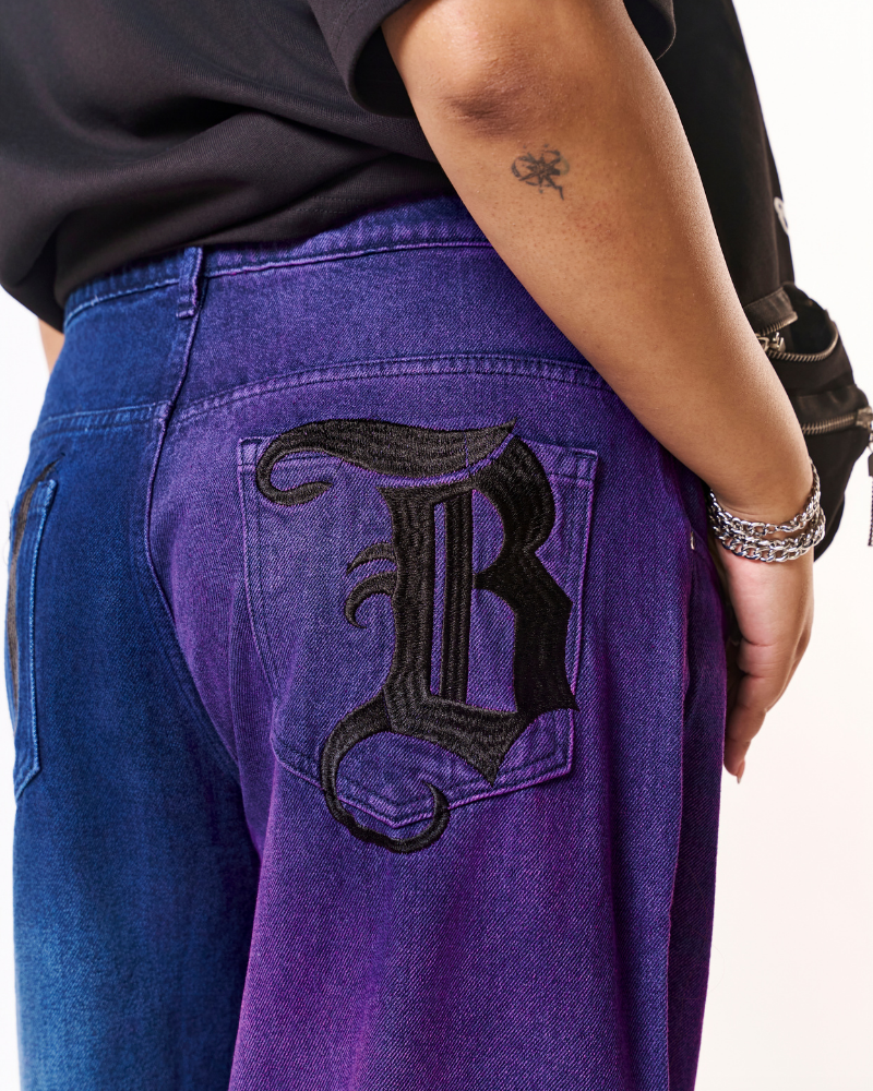 'HALF & HALF' DENIM JEANS [BAGGY FIT]
