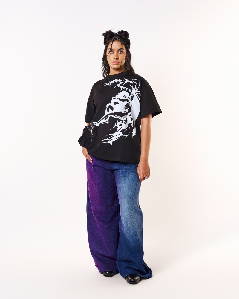 'HALF & HALF' DENIM JEANS [BAGGY FIT]