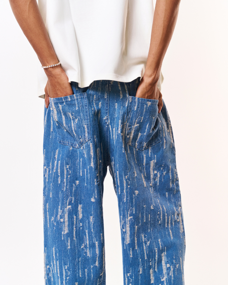 Oversized Scratchy Denim Jeans