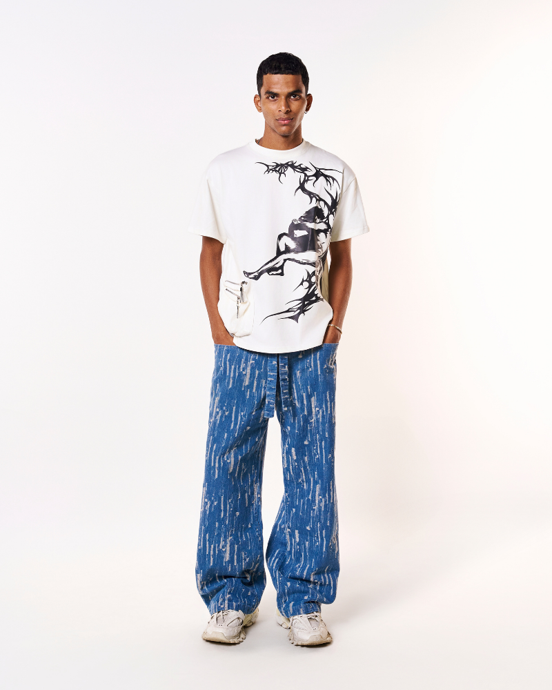 Oversized Scratchy Denim Jeans