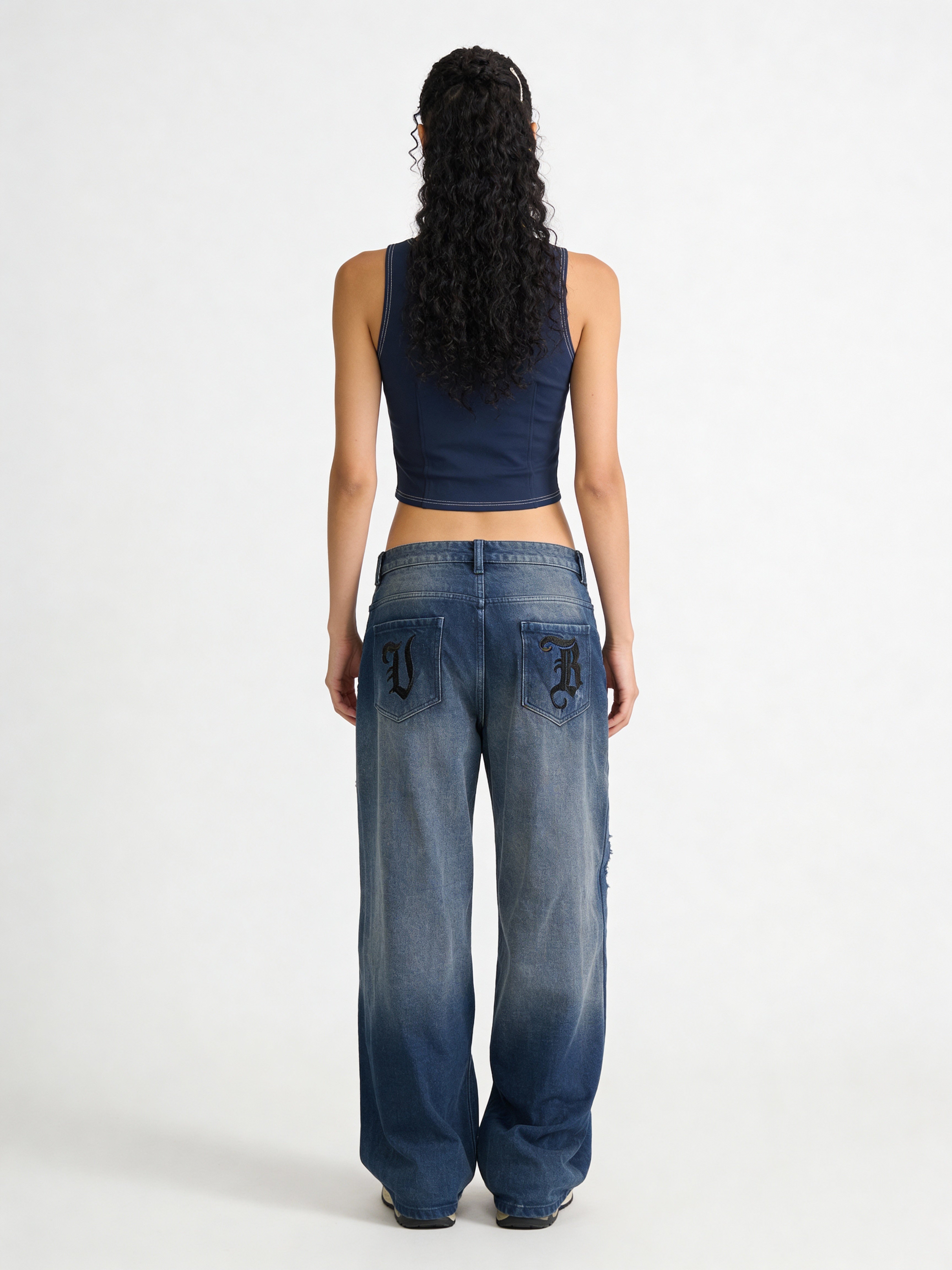 Devils cut fitted denim top