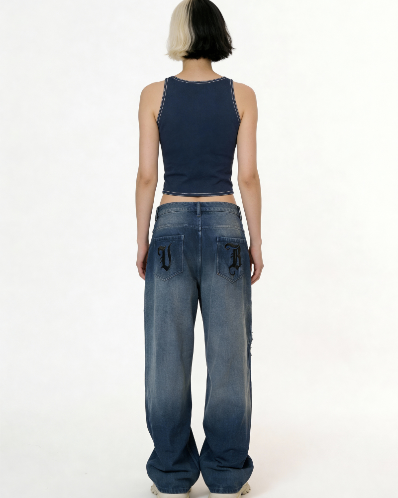 DEVILS CUT FITTED DENIM TOP