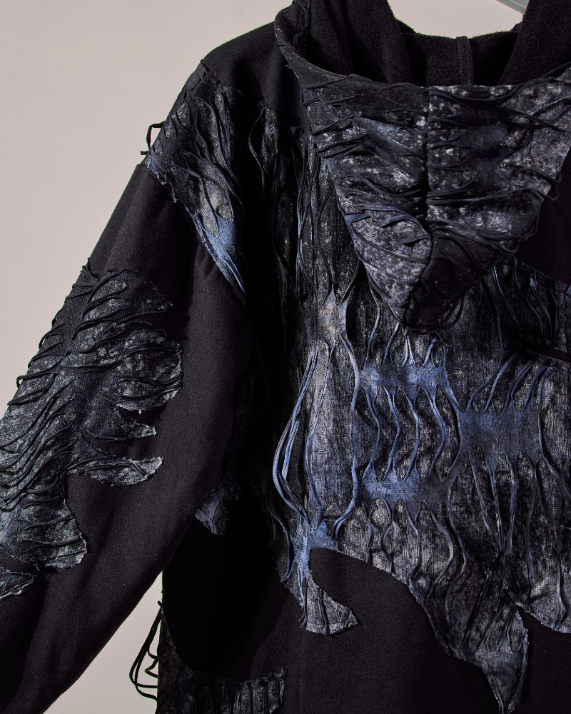 Back view of Awake oversized hoodie with printed design – Volfsbane India